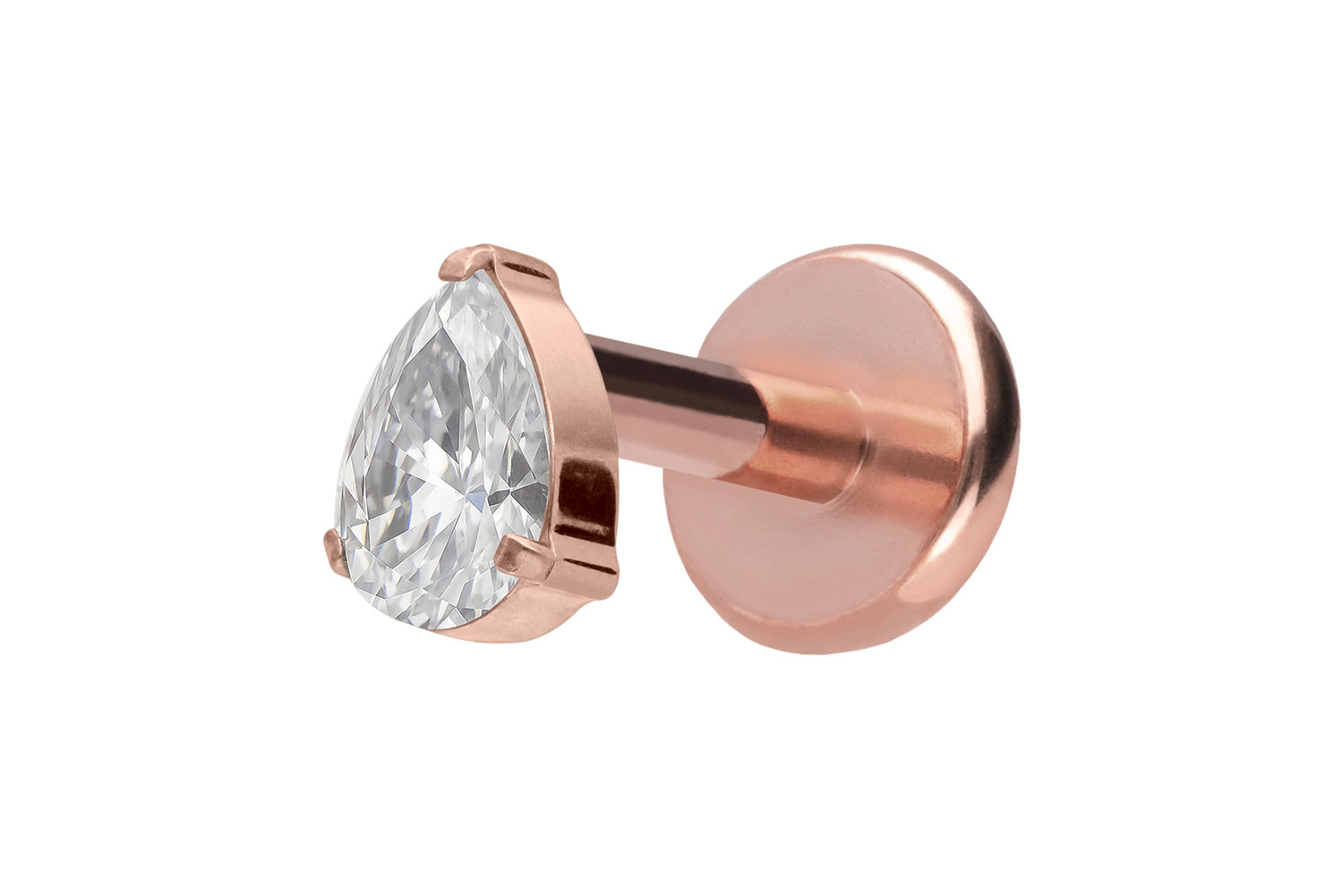 Titan Labret Piercing mit Push Fit KRISTALLTROPFEN